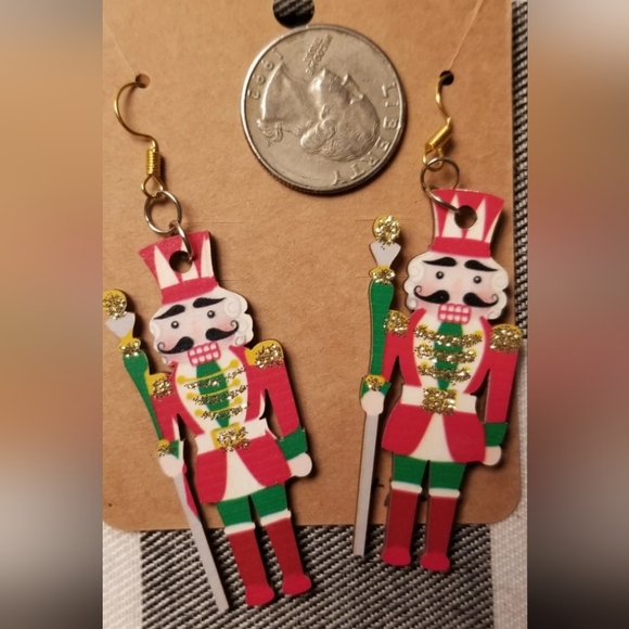 Handmade Christmas Soldier Earrings Stocking Stuffer - Picture 3 of 3
